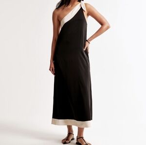 Abercrombie One-Shoulder Scarf Midi Dress